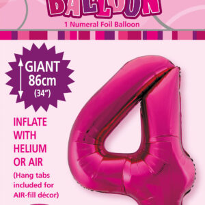 NUMERAL FOIL 34in PKG- H/PINK 4