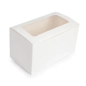 WHITE CUPCAKE BOX - 2 CUP