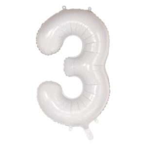 NUMBER FOIL BALLOON 86CM - WHITE 3