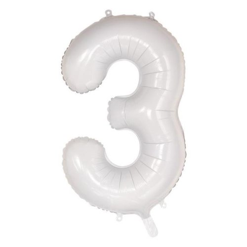 NUMBER FOIL BALLOON 86CM - WHITE 3