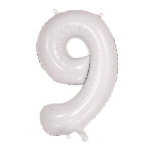 NUMBER FOIL BALLOON 86CM - WHITE 9