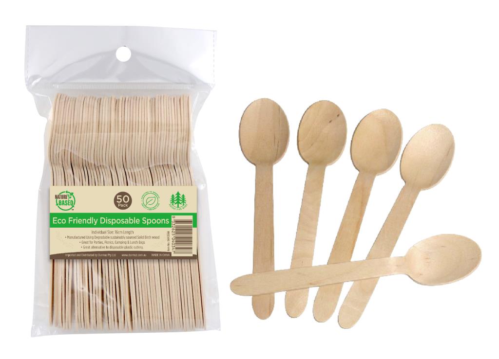 ECO Wooden Cutlery Bulk Catering Pack - Spoons-50PK