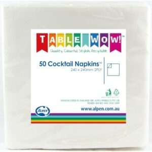 50PK COCKTAIL NAPKINS - WHITE