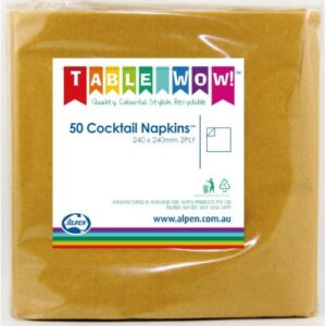 50PK GOLD COCKTAIL NAPKINS
