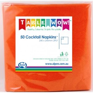 ORANGE COCKTAIL NAPKINS - 50PK