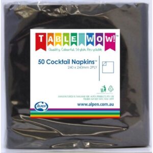50PK COCKTAIL NAPKINS - BLACK
