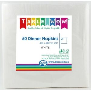 WHITE DINNER NAPKINS 50PK