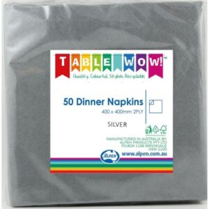 SILVER DINNER NAPKINS 50PK