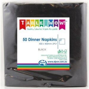 BLACK DINNER NAPKINS 50PK