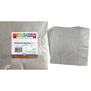 SILVER DINNER NAPKINS - 50PK
