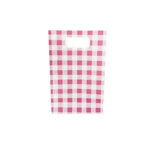 6PC PINK GINGHAM BAGS