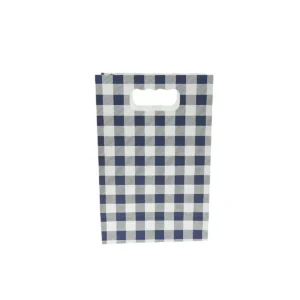 6PK BLUE GINGHAM PAPER BAGS