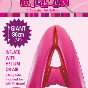ALPHABET FOIL 34in PKG-H/PINK A
