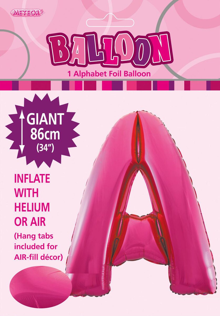ALPHABET FOIL 34in PKG-H/PINK A