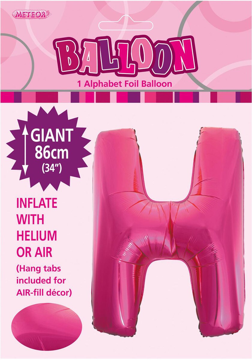 ALPHABET FOIL 34in PKG-H/PINK H