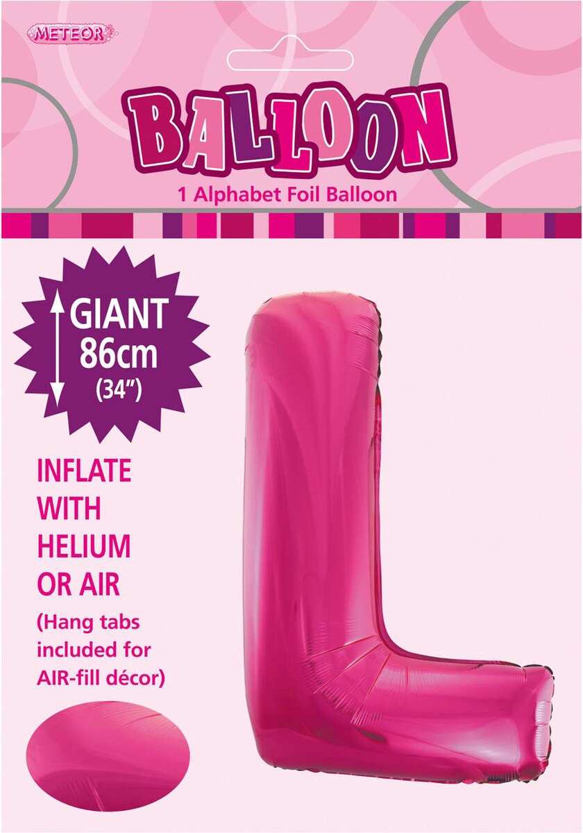 ALPHABET FOIL 86CM - H/PINK L
