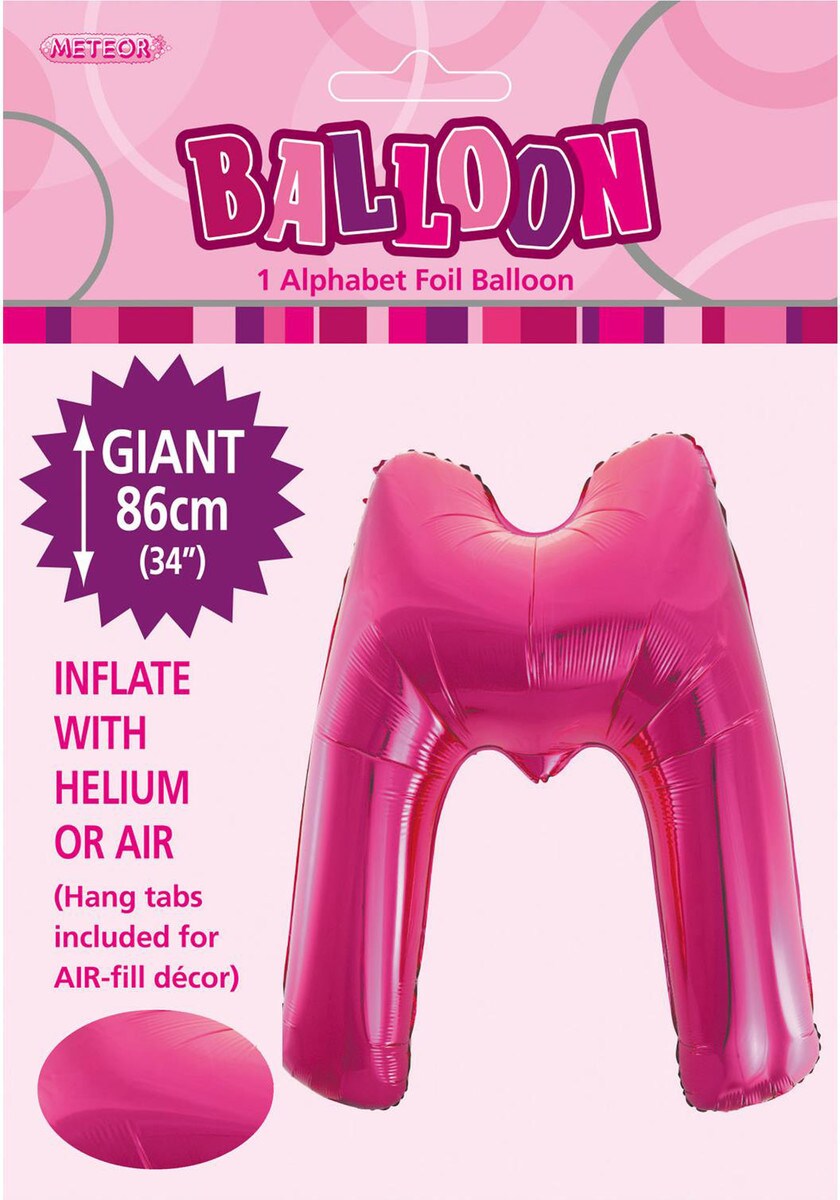 ALPHABET FOIL 86CM - H/PINK M