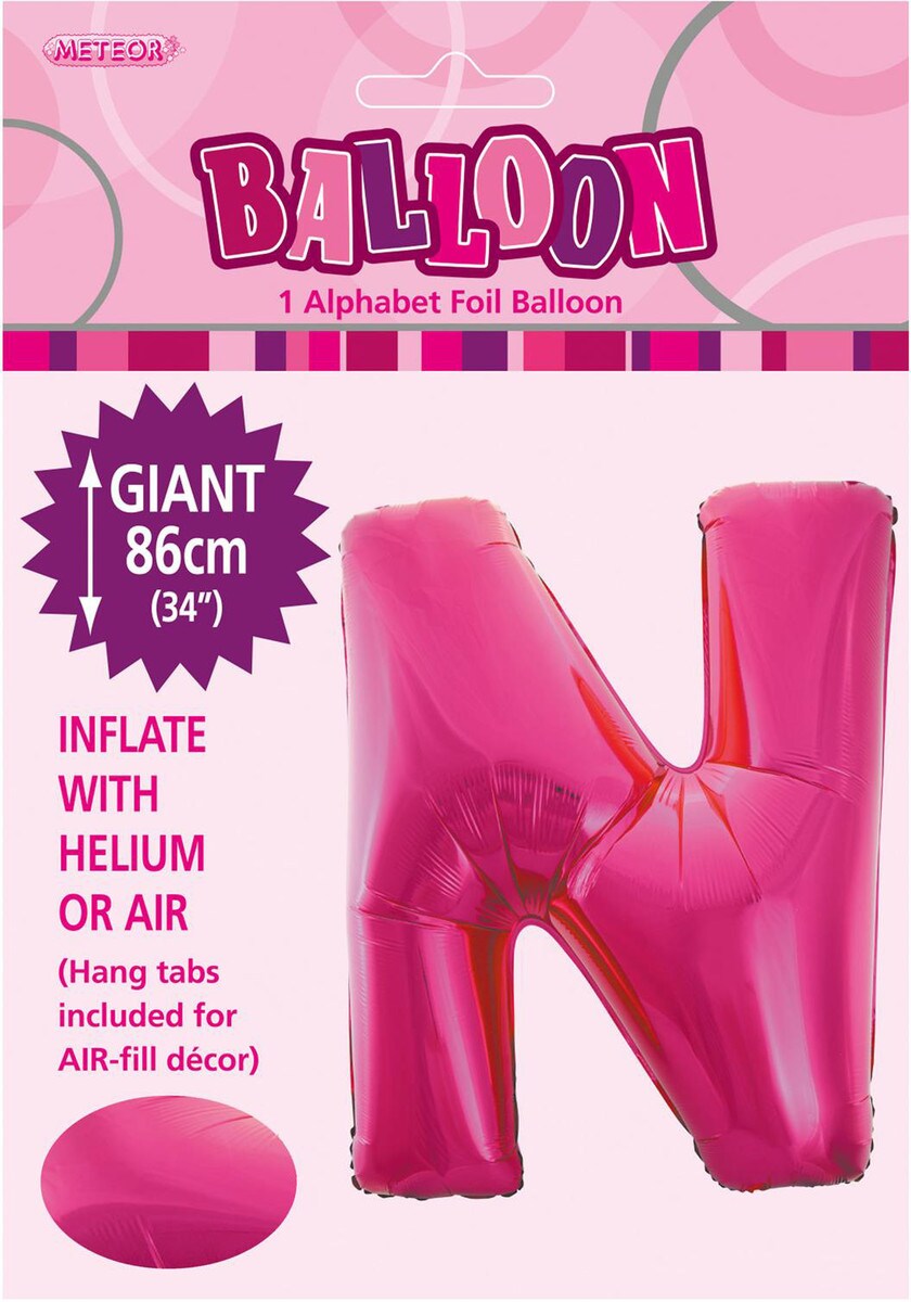 ALPHABET FOIL 86CM - H/PINK N