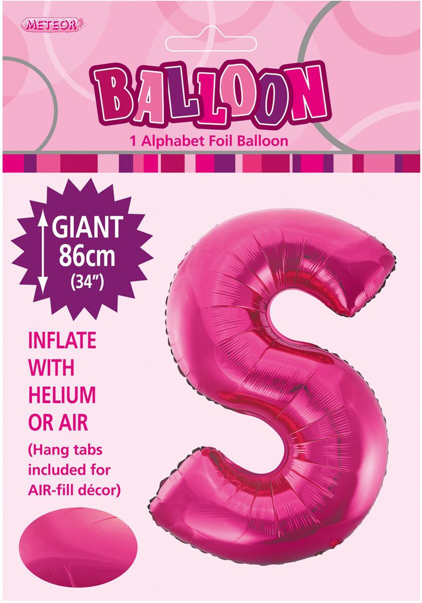 ALPHABET FOIL 86CM - H/PINK S