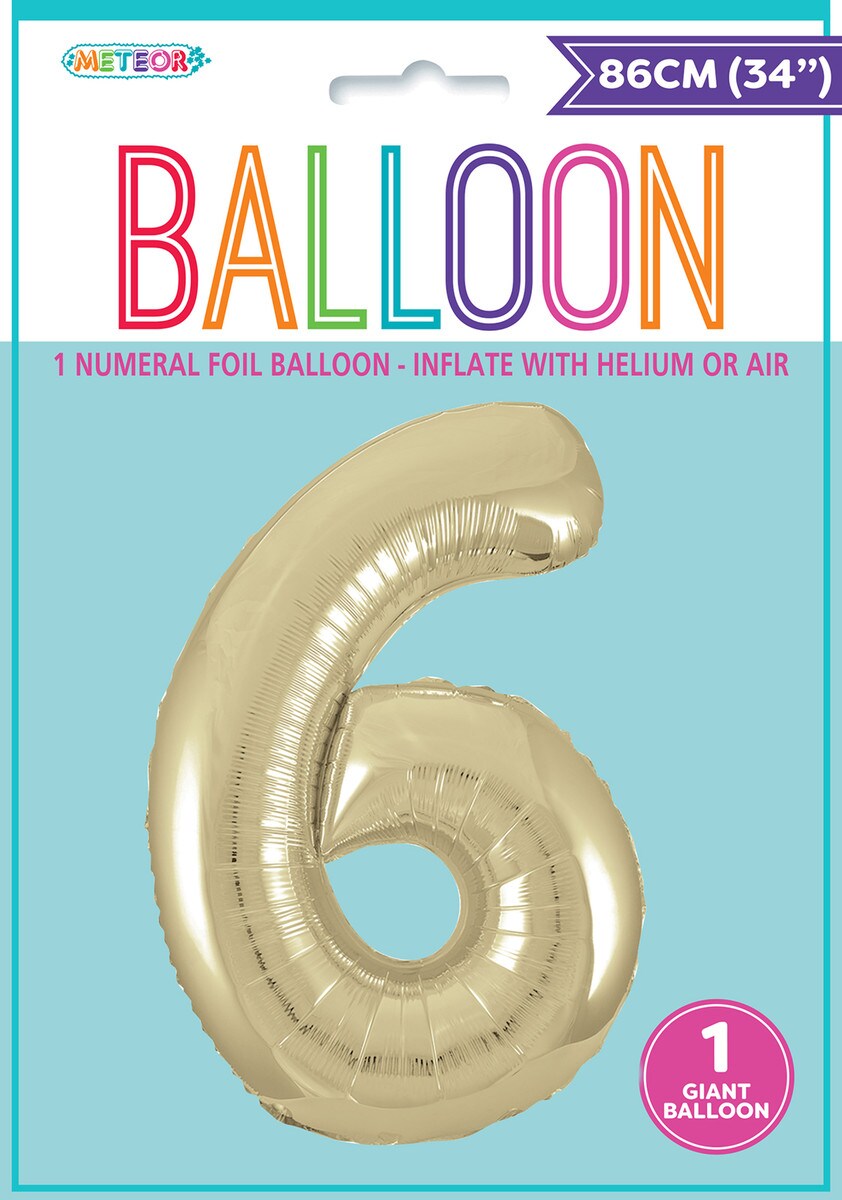 NUMERAL F/BALLOON W/GOLD - 6