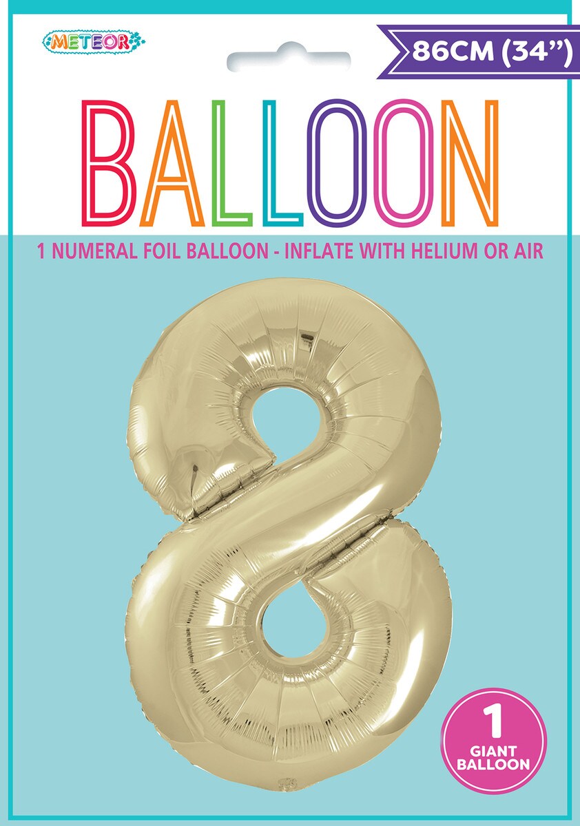 NUMERAL F/BALLOON - W/GOLD 8