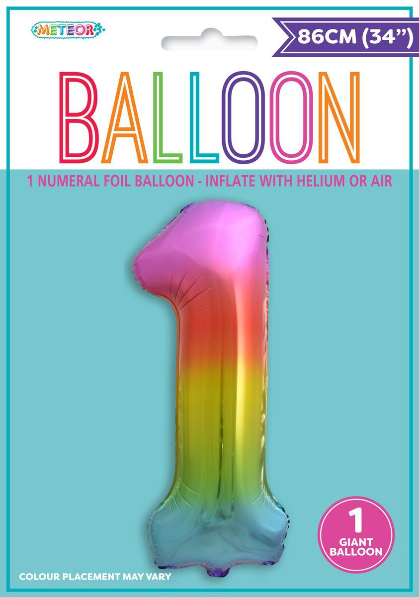 NUMERAL FOIL 34in PKG-RAINBOW 1