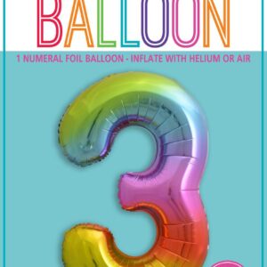 NUMERAL FOIL 34in PKG-RAINBOW 3