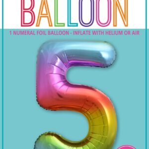 NUMBER FOIL BALLOON 86CM - RAINBOW 5