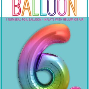 NUMBER FOIL BALLOON 86CM - RAINBOW 6