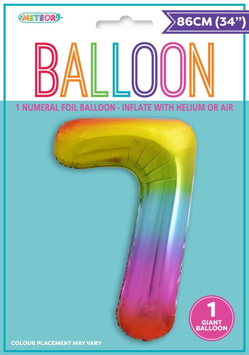 NUMBER FOIL BALLOON 86CM - RAINBOW 7