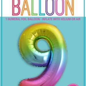 NUMBER FOIL BALLOON 86CM - RAINBOW 9