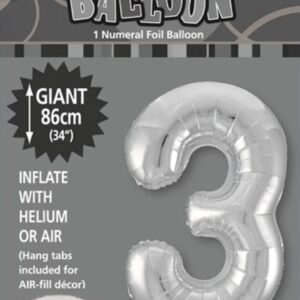 NUMERAL FOIL 34in PKG- SILVER 3