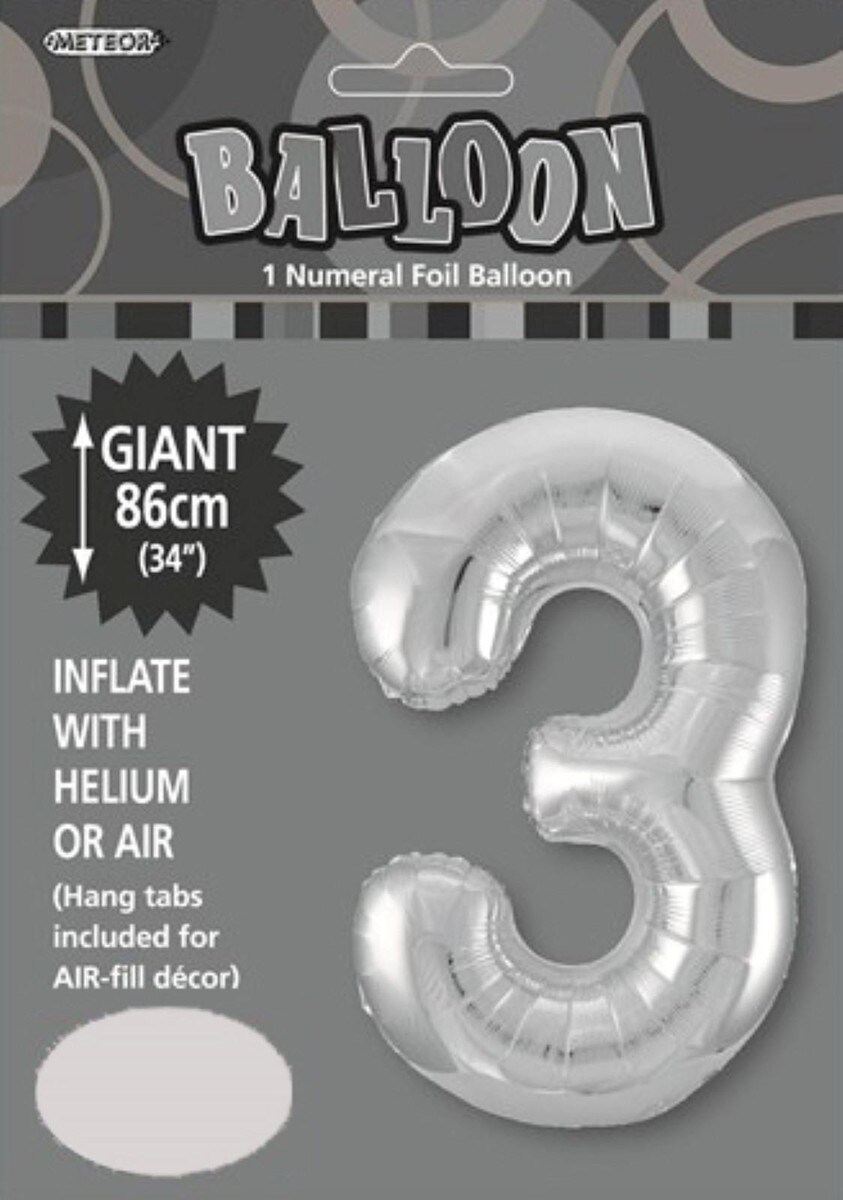 NUMERAL FOIL 34in PKG- SILVER 3