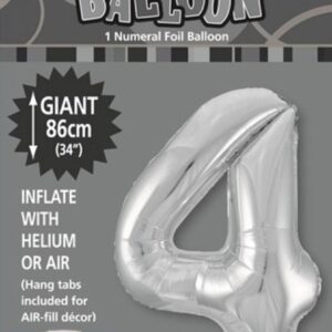 NUMBER FOIL BALLOON 86CM - SILVER 4