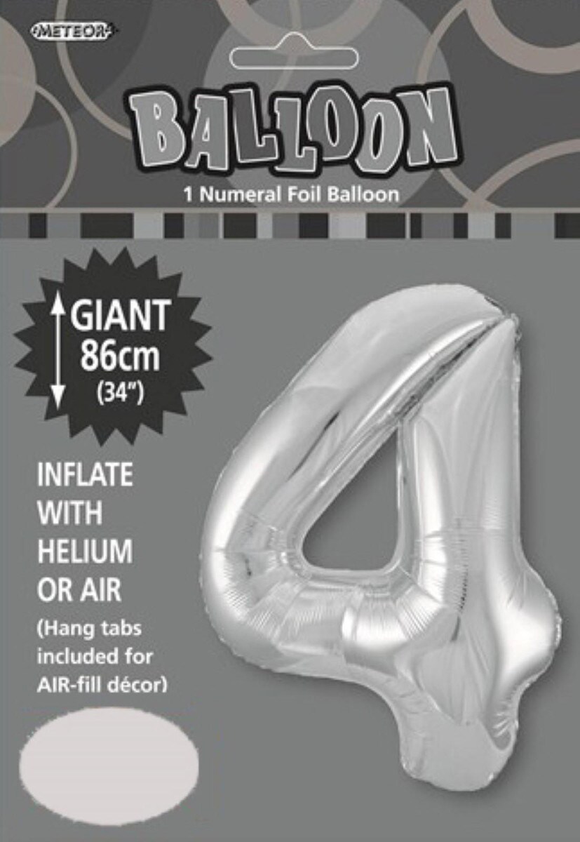 NUMBER FOIL BALLOON 86CM - SILVER 4