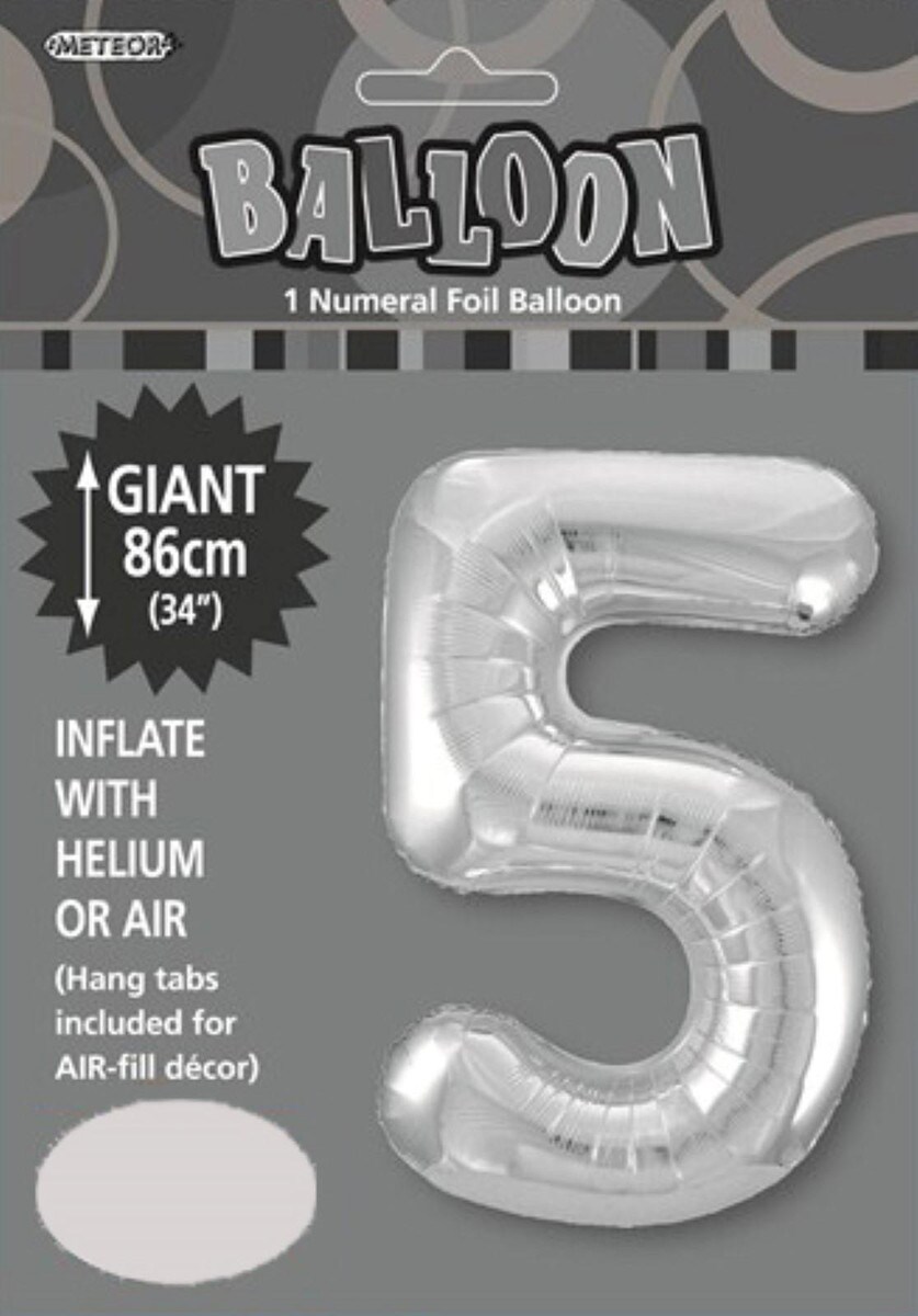 NUMERAL FOIL 34in PKG- SILVER 5
