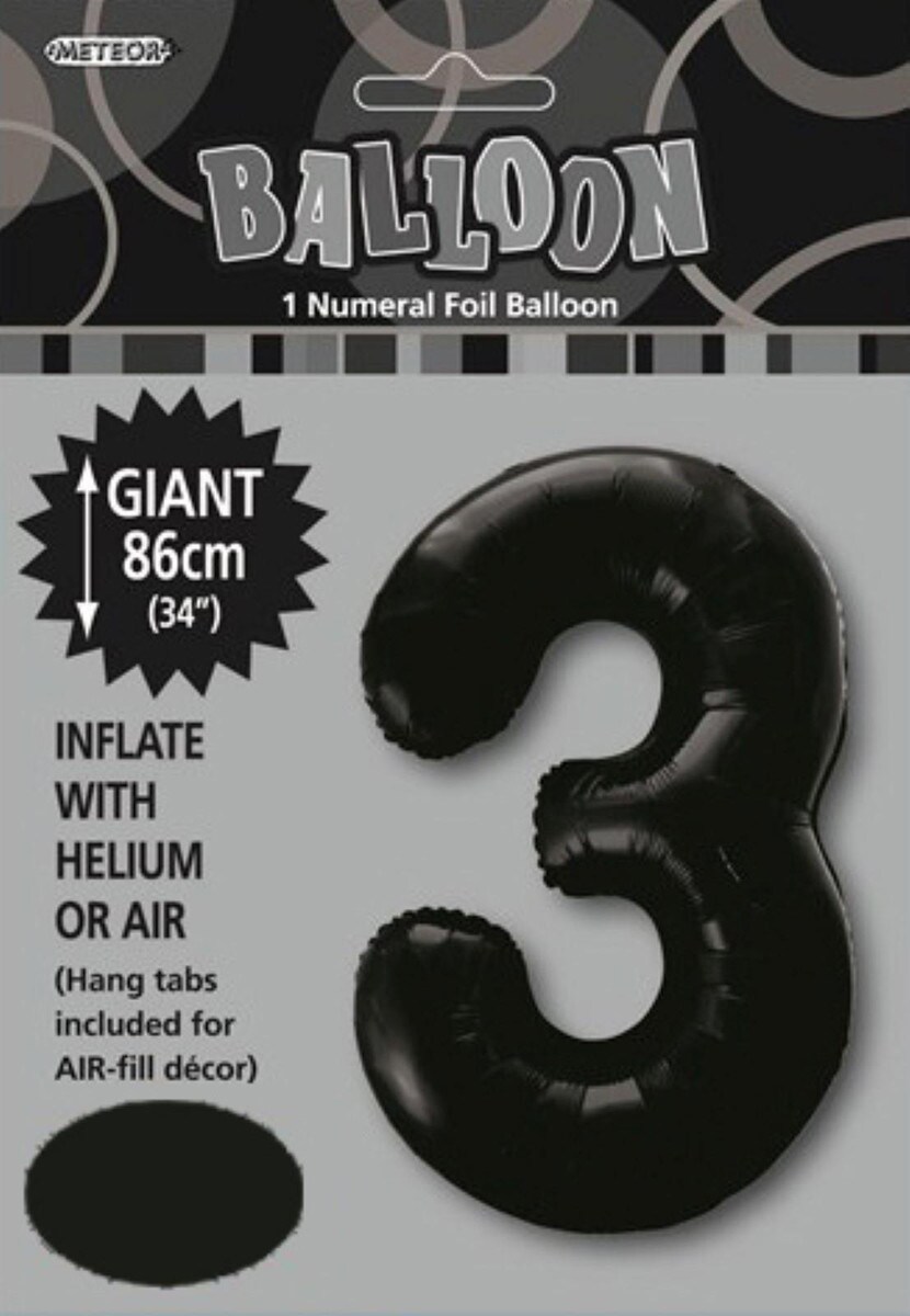 NUMBER FOIL BALLOON 86CM - BLACK 3
