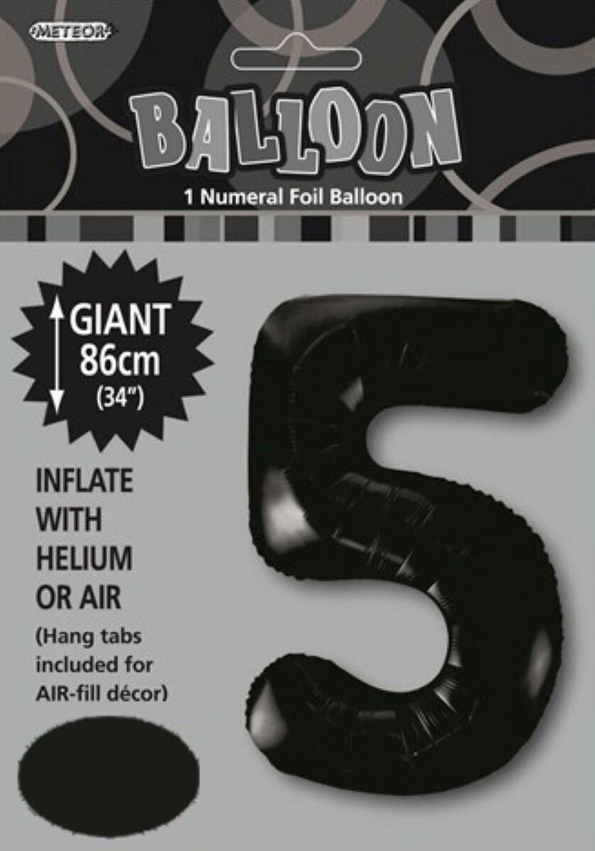NUMBER FOIL BALLOON 86CM - BLACK 5