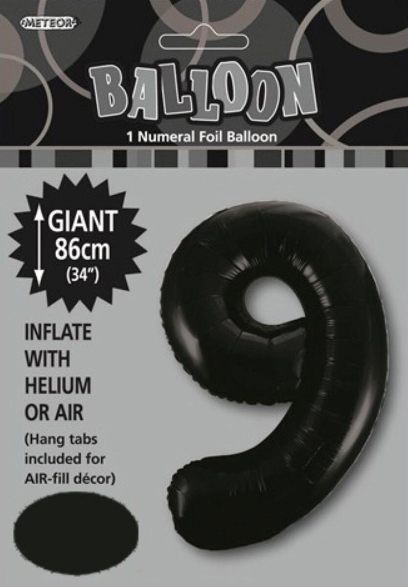 NUMBER FOIL BALLOON 86CM - BLACK 9