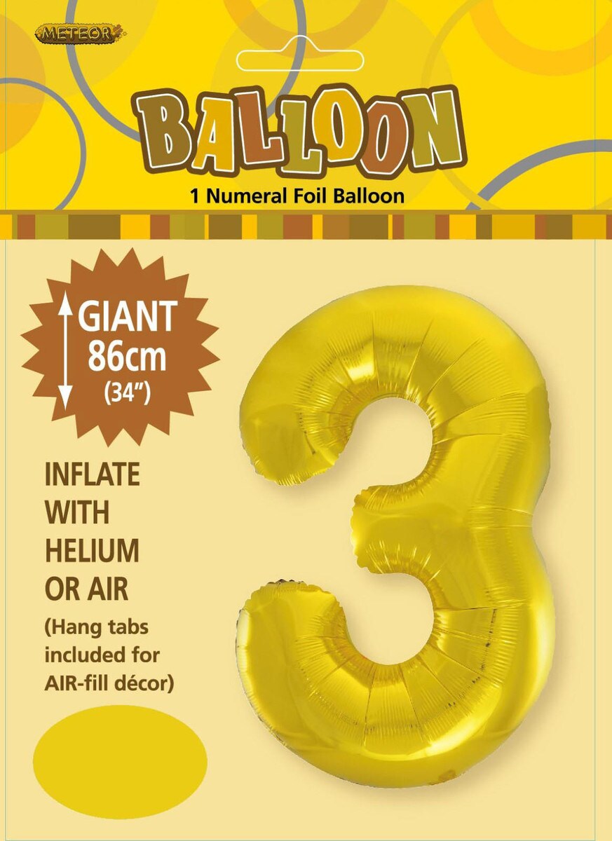NUMBER FOIL BALLOON 86CM - GOLD 3