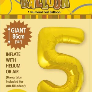 NUMERAL FOIL 34in PKG- GOLD 5