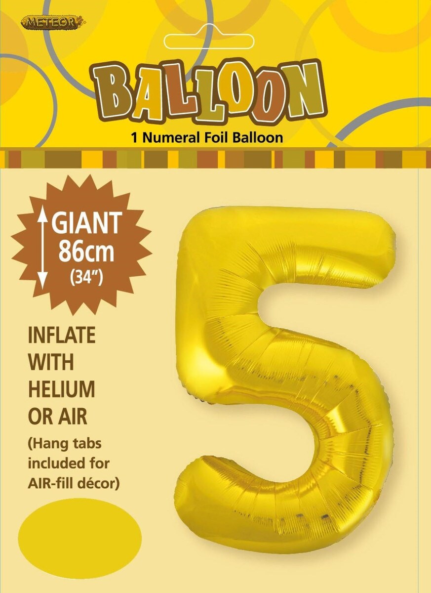 NUMERAL FOIL 34in PKG- GOLD 5