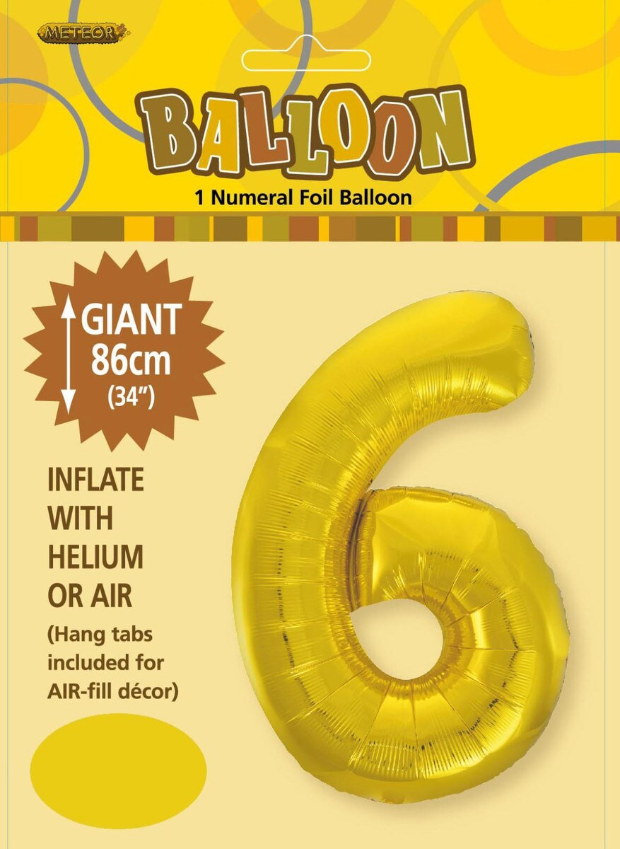 NUMERAL FOIL 34in PKG- GOLD 6