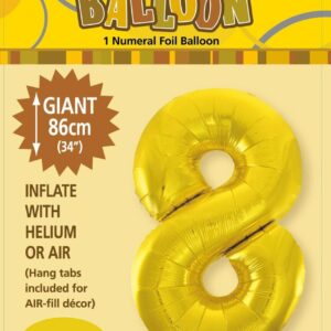 NUMBER FOIL BALLOON 86CM - GOLD 8