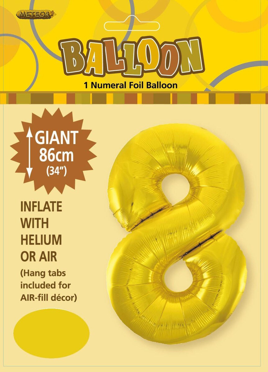 NUMBER FOIL BALLOON 86CM - GOLD 8