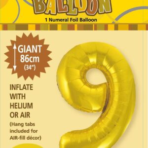NUMBER FOIL BALLOON 86CM - GOLD 9