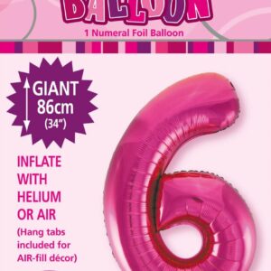 NUMERAL FOIL 34in PKG- H/PINK 6