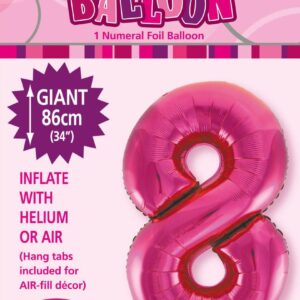 NUMBER FOIL BALLOON 86CM - H/PINK 8
