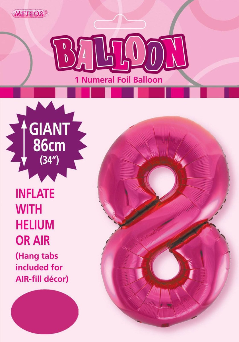 NUMBER FOIL BALLOON 86CM - H/PINK 8