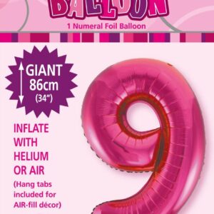 NUMBER FOIL BALLOON 86CM - H/PINK 9